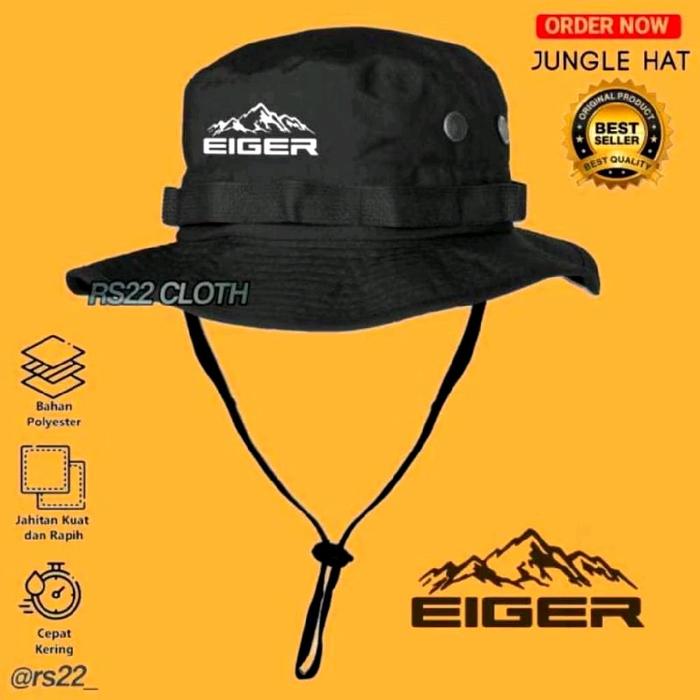 EIGER Topi Rimba Outdoor Hiking Hutan Camping Hat Tali Premium Original Logo Pegunungan Outdor Pria 