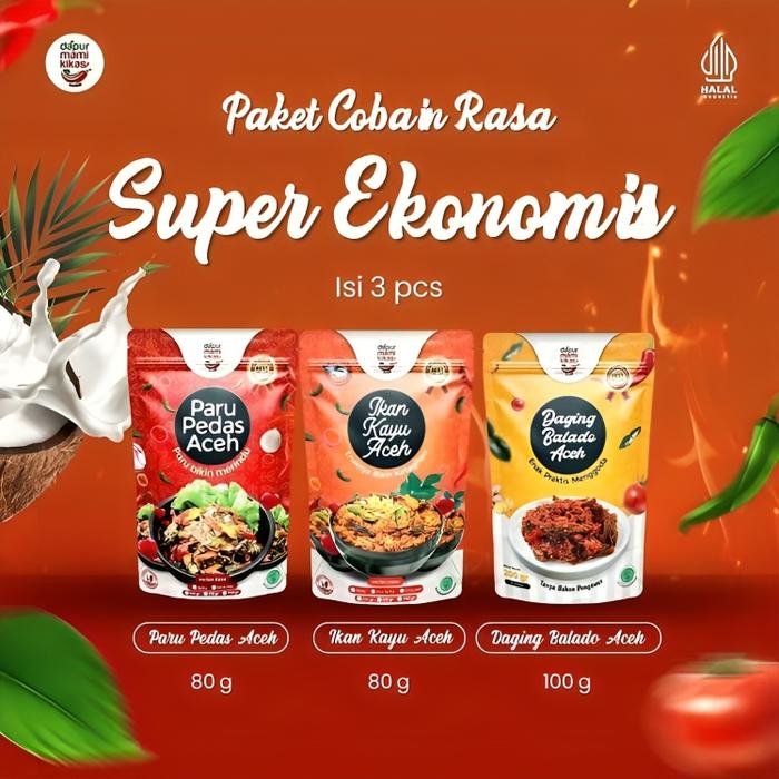 Lauk Instan Aceh Paket Hemat | Paru Pedas, Ikan Kayu, Daging Balado | Dapur Mami Kikas