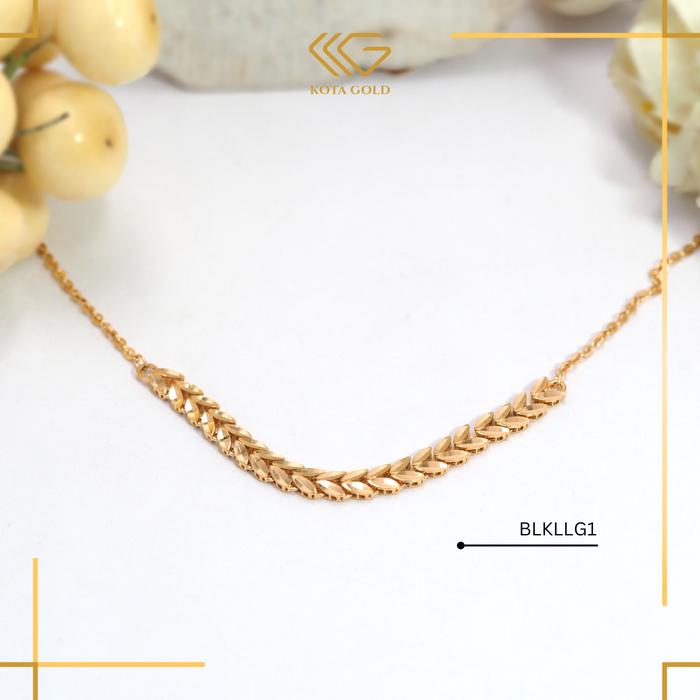 Kalung Shimmer Daun Fashion Kadar 375 BLKLLG1 Panjang 45cm Extension Koleksi KKG Mall