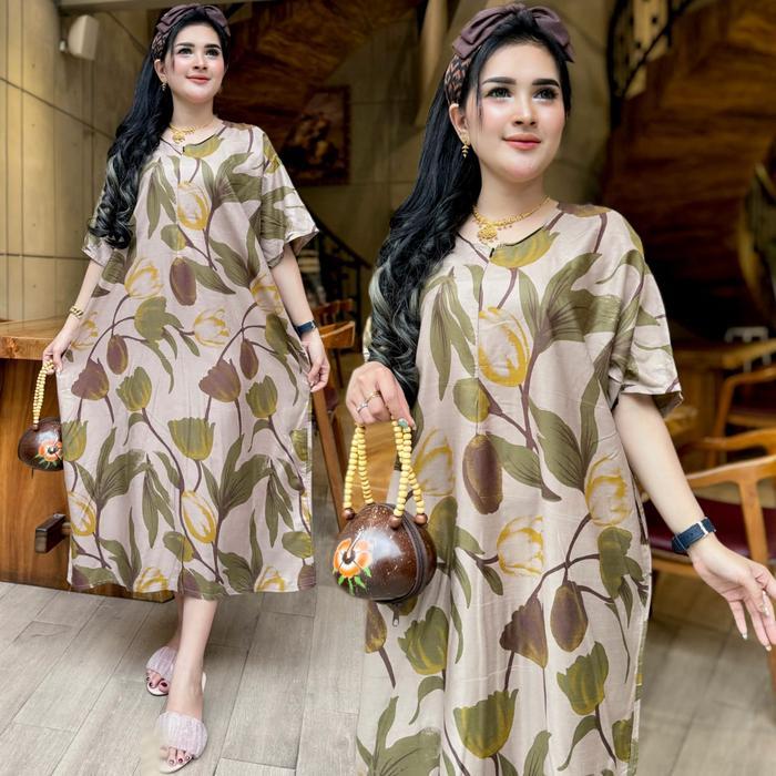 Paket Hemat 3 Pcs Jumbo Tulips Jumbo Resleting Depan Ld 125 Daster Tamara Mekar Home Dress Motif Bun
