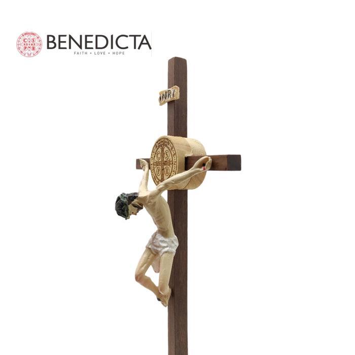 Salib Benedictus Agony Of Jesus Rise Natural Colour - Salib Katolik - Salib Duduk - Salib Dinding - 