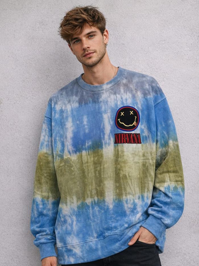 Sweater Crewneck Oversize Tiedye Washed Band Nirvana Mc.F Supply Co