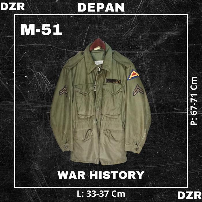 JACKET M-51 KOREAN WAR Full patch, USA ARMY Jaket Pria Nyaman