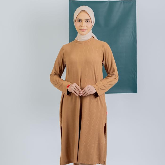 [Dauky] Baju Atasan Tunik Panjang Kaos Knit Wanita L Tunic Knit Stripe