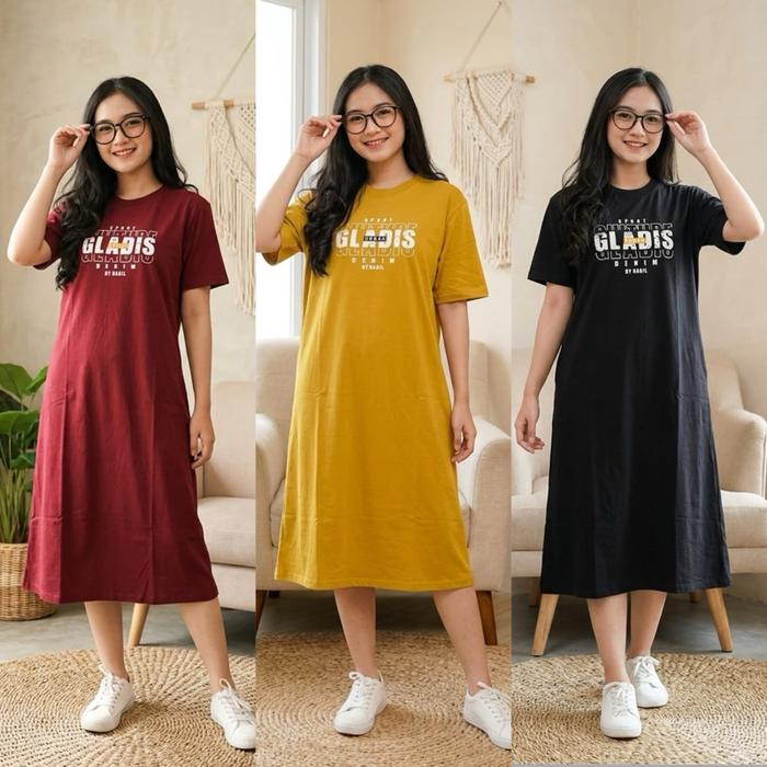 Nabil Collection GLADIES Daster Home Dress JUMBO Combed20s Gladies Terbaru by Nabil - Hitam, Burgund