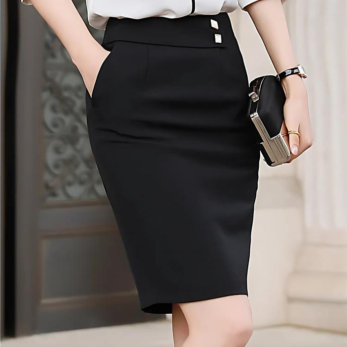 skirt Mini Variasi Kancing Belt / Rok Sedengkul / Rok Formal Kerja Semi Woll androk wanita Bawahan C