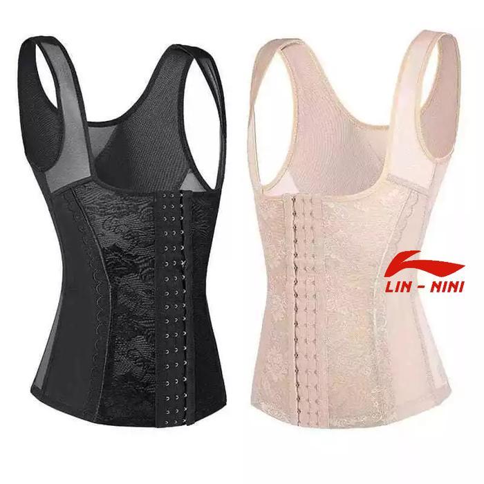 Lin-Nini Korset Olahraga Wanita Dengan 4 Penyangga & 6 Pengait Nyaman Untuk Body Shapewear Viral Lat