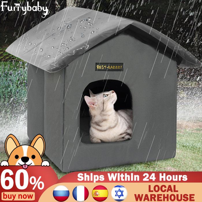 Furrybaby Cat Houses Winter Warm Cat Bed Sleep House Weatherproof