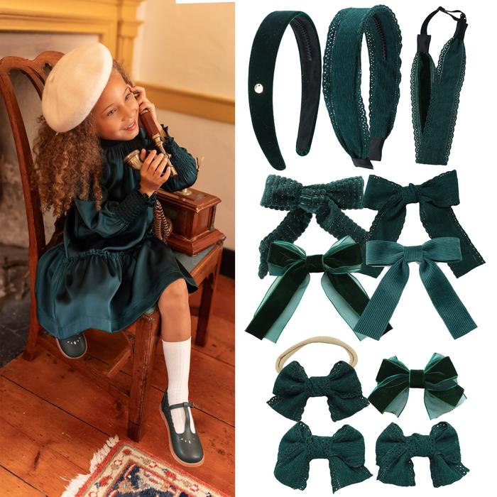 AP New winter DK Green bow elegant headband fashion children hairband hair accessories baby clip OEM