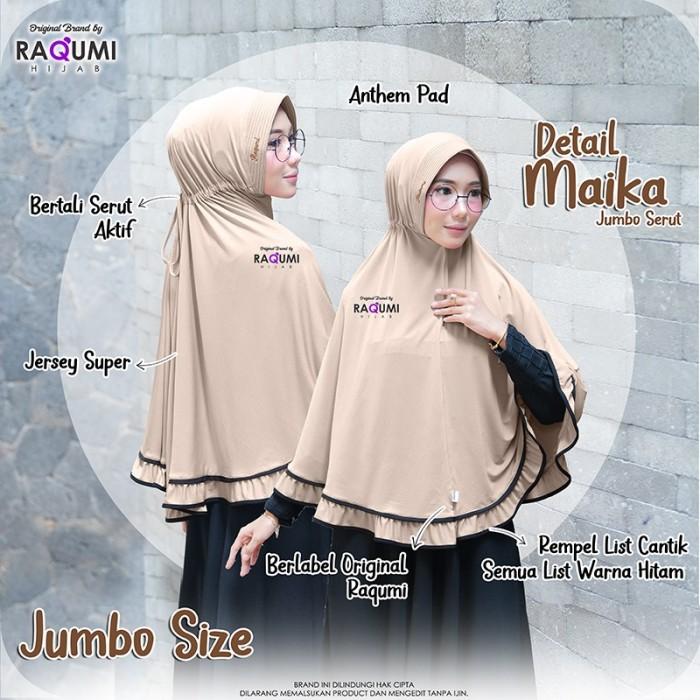 jilbab instan bergo maika jumbo serut jersey super rempel ori raqumi