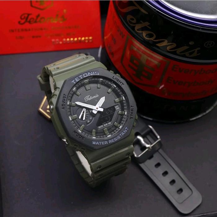 TERBARU JAM TANGAN PRIA TETONIS PAKET RUBBER ORIGINAL DOUBLE TIME GREEN