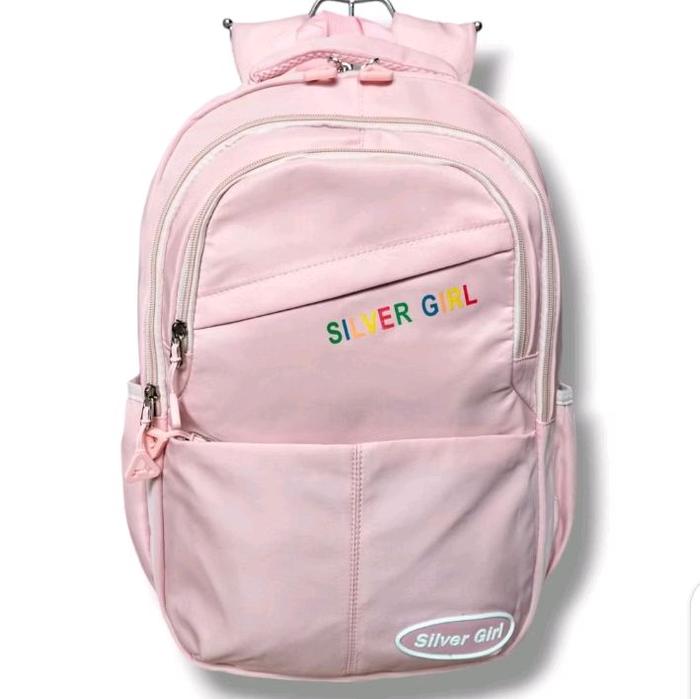 Tas ransel silver girl original backpack laptop anak sekolah SD SMP SMA cantik lucu kuat awet brand 