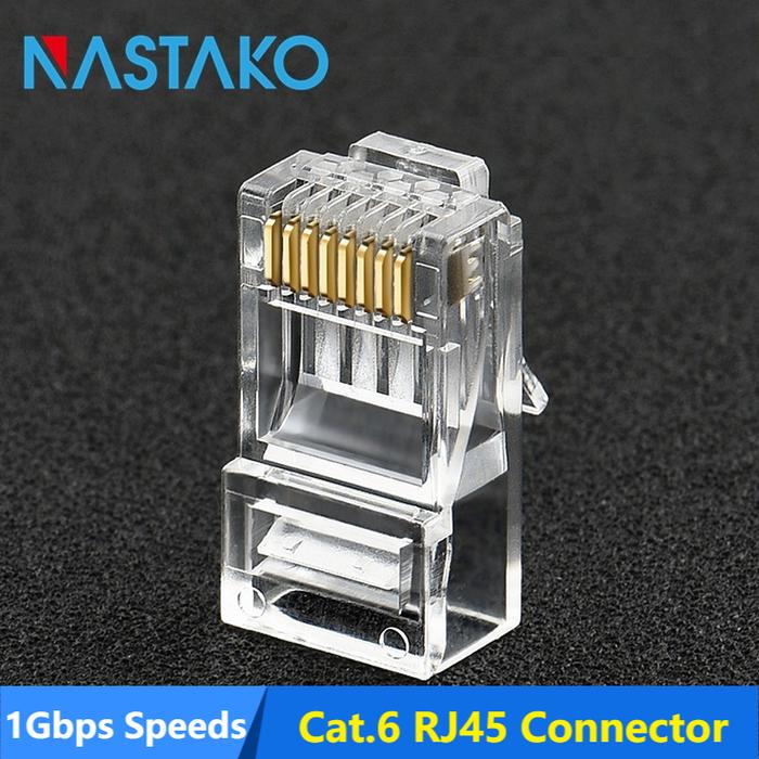 NASTAKO 50/100pcs Cat6 RJ45 Connector Cat 6 Modular Plugs Cat6