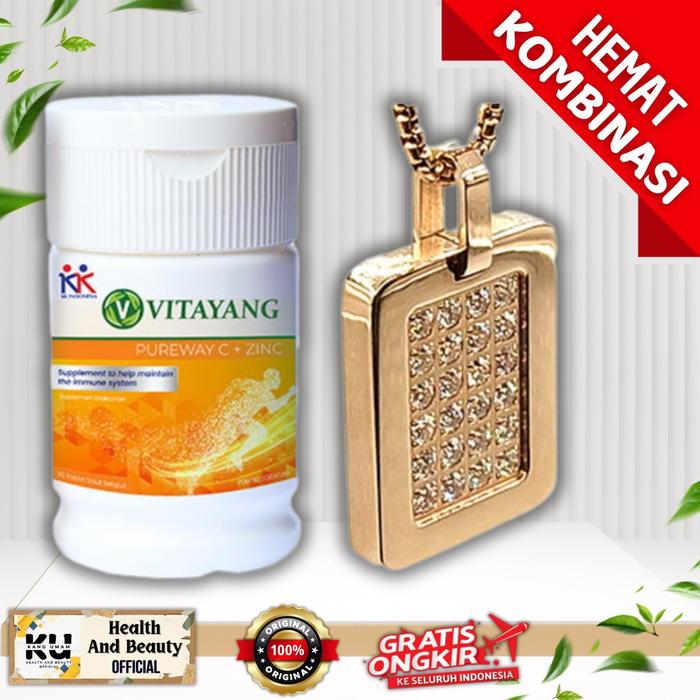 Beli 1 Gratis 1,, Beli 1 Kalung KK Liforce Rose Gold 24 Stone Gratis +1 Botol PUREWAY C+ZINC - Bandu