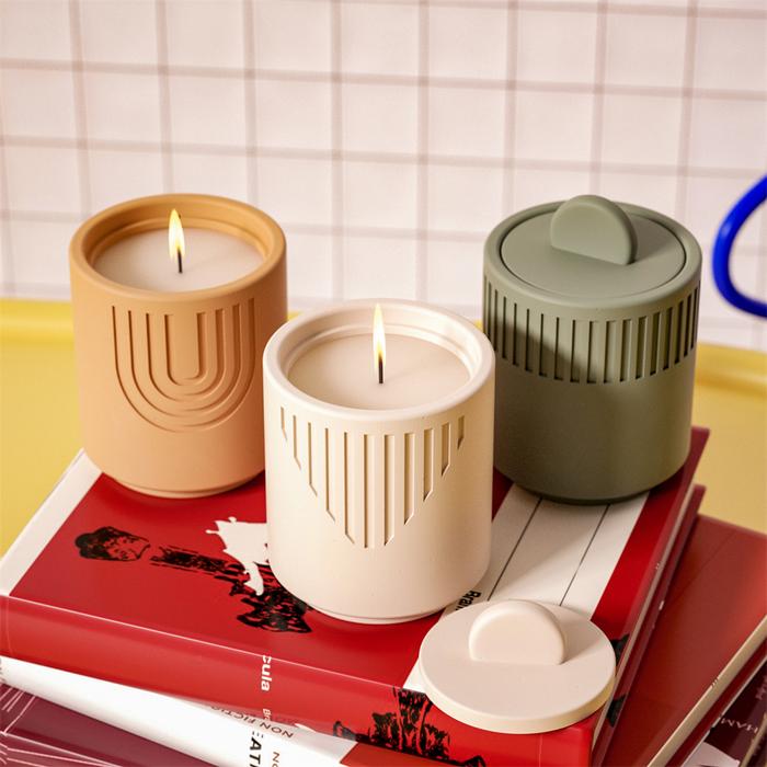 Nicole Minimalist Candle Jar With Lids Silicone Mold for Concrete