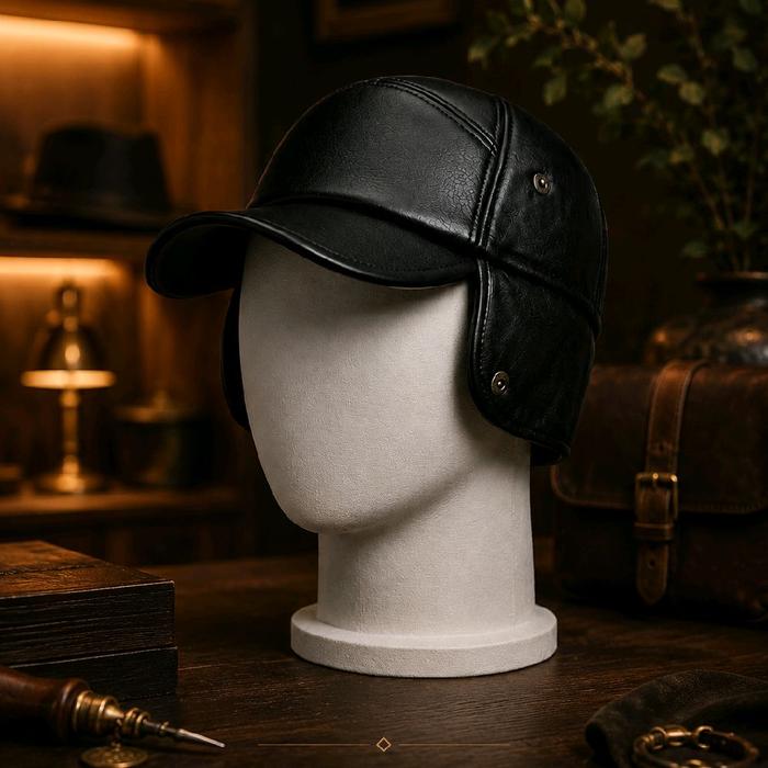 jolly36 - Topi Kulit Bulu Halus Tutup Telinga Kulit Domba Asli Model Snapback Tentara Jepang untuk G