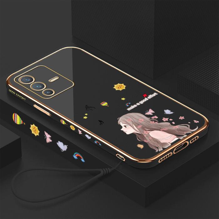 Hontinga Casing Ponsel untuk VIVO V23 5G, Fashion Lucu Kupu-kupu