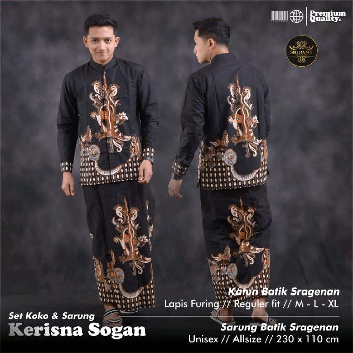 Set Sarko Krisna Setelan Sarung Koko Batik Katun Premium Lapis Furing By Srirama