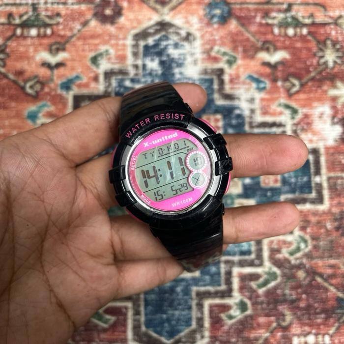 Jam Tangan Digital X-United Black Pink JDM watch vintage jadul retro casio gshock baby g