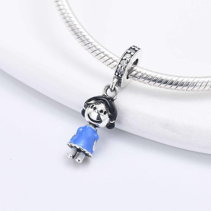 Miniso Disney New 925 Silver Cute Bird Tiger  Dog Rabbit Salamander Charm Bead Fit Original Bracelet