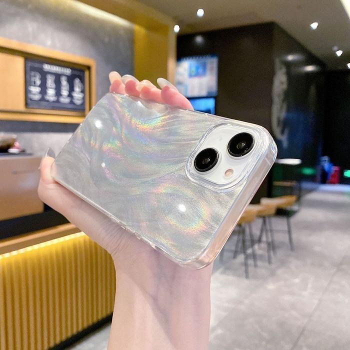 Hard Case Hybird Hologram Silver Feather Clarity Swirl Hologram Tekstur Kompatibel Untuk Poco F3 F4 