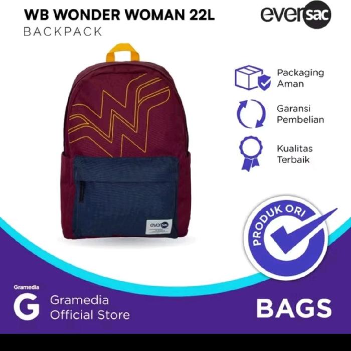 PROMO Tas Ransel Eversac Backpack Wonderwoman Wonder Woman New With Raincoat and Laptop Small Big Co