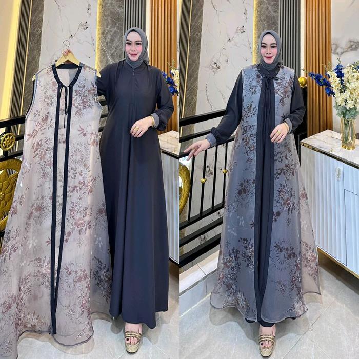 RANIA DRES DRES Gamis Muslimah Terbuat Dari Bahan CERUTY babydol mix Organza Nyaman mewah elegan Re