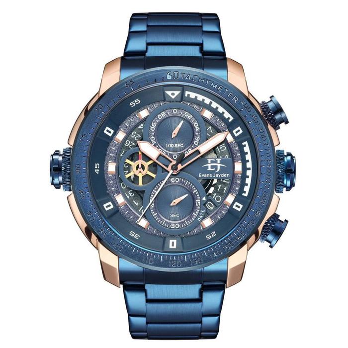 Original 100% Jam Tangan Pria EVANS JAYDEN 9466 Rantai Chronograph Aktif Water Resistant 10 ATM 100M