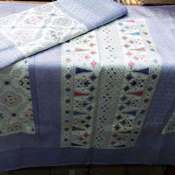 SONGKET LEPUS DIMENSI 5 NEGERI    BAHAN DASAR SUTRA GEBENG   BENANG KRISTAL SILVER ORI    WARNA PUTI