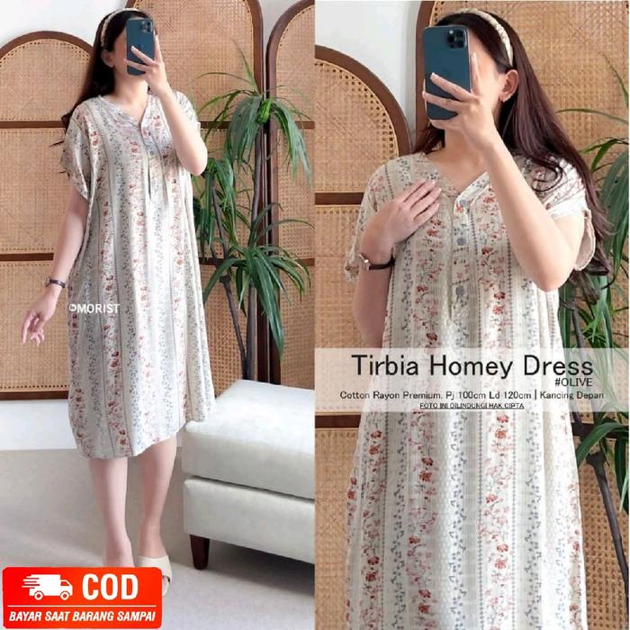 TIRBIA RUIFI SERIES DASTER PENDEK BY MORIST BAHAN RAYON PREMIUM MOTIF BUNGA HOMEDRESS DAILY WANITA D