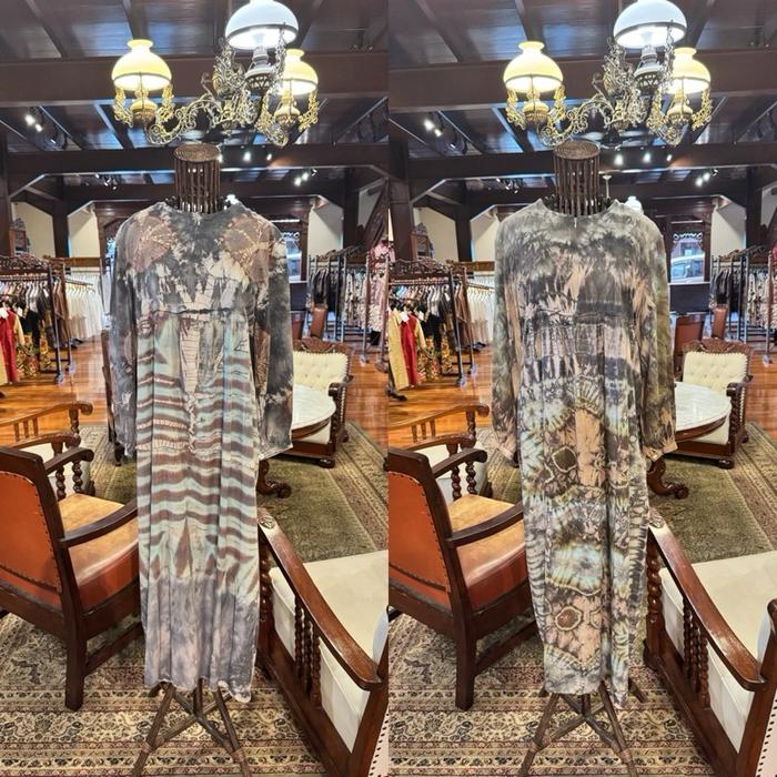 Asyura dress square rayon jumputan dian pelangi official pekalongan Muslim Gamis Wanita Motif Panjan