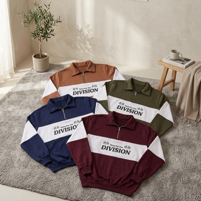 SWEATER rugby halfzip dvsn unisex pria wanita premium