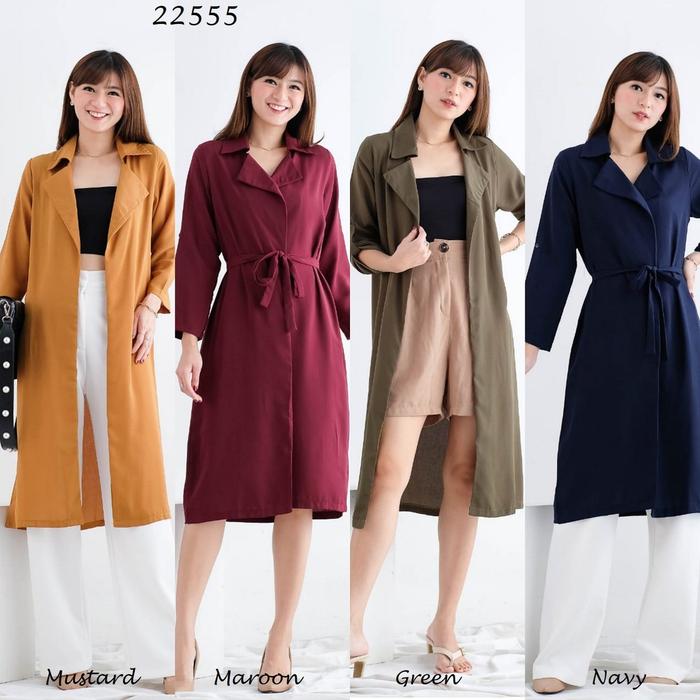 DDC22555 R9 - Mona Long Cardi Bahan Miyake