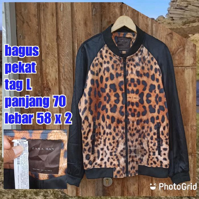 jaket work kerja casual bomber sukajan leopard macan tutul Zara man