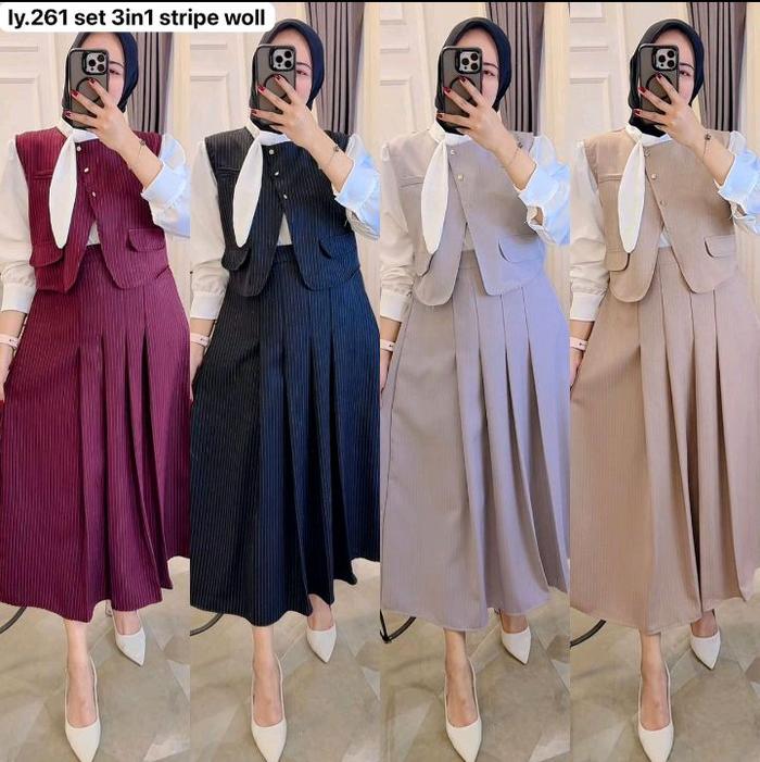 midi dress aliana/midi 3in1 set rompi