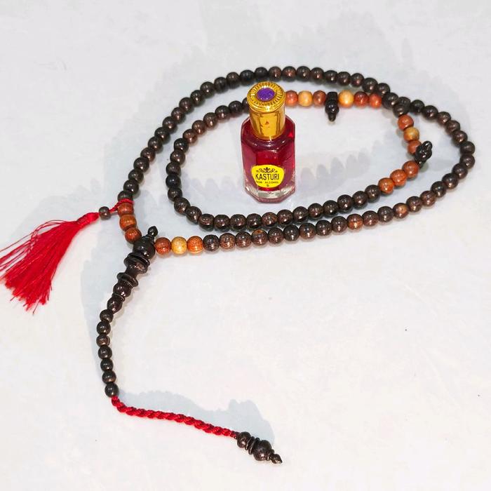 tasbih kayu kombinasi GALIH ASEM DAN SECANG motif bandul samping rombe bonus KASTURI MERAH