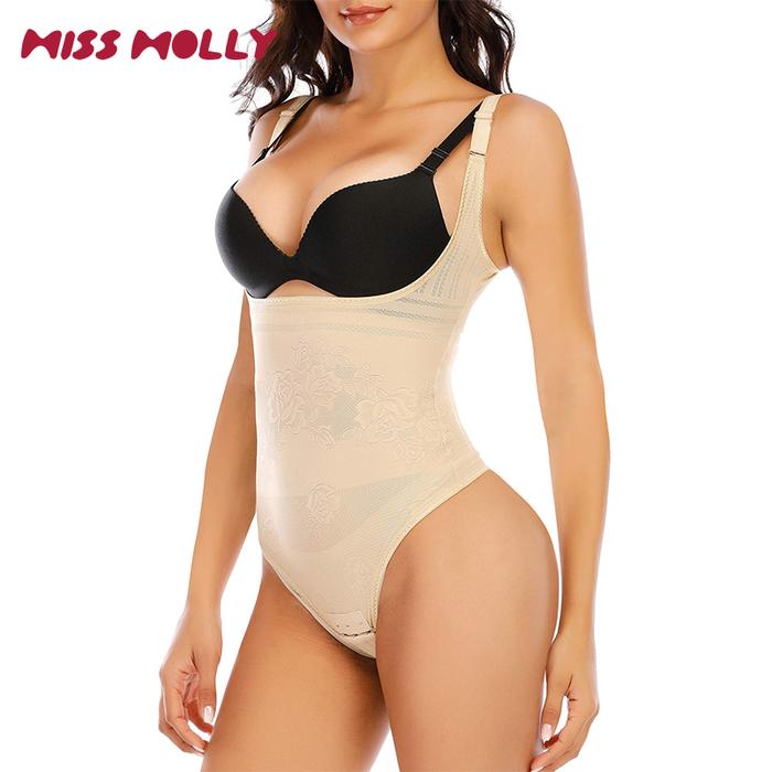Shapewear Bodysuit Thong for Women Tummy Control Open Bust Seamless Body Shaper Ultra Light Waist Sl