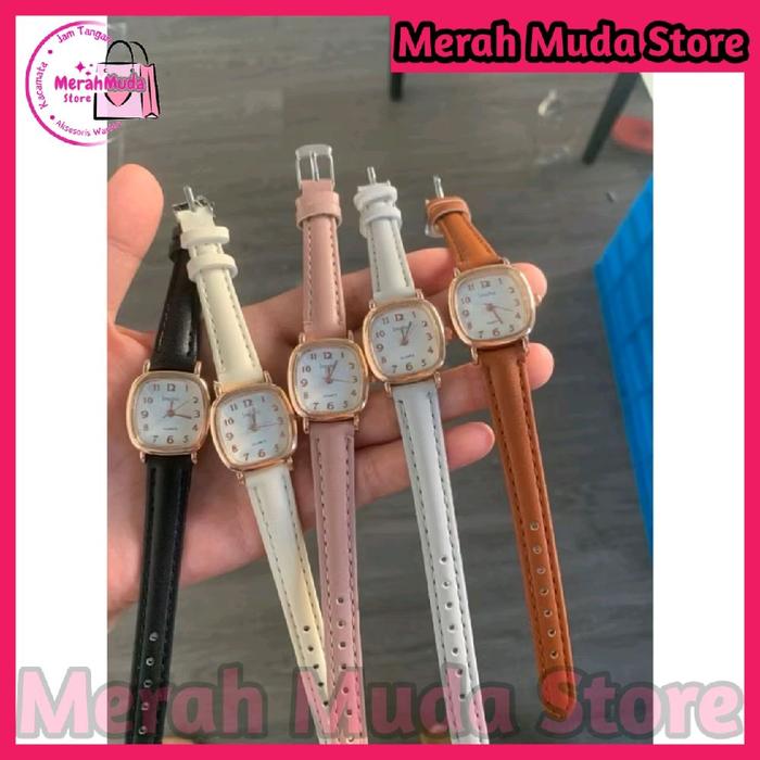 MMD Jam Tangan Analog Wanita Kotak Kecil KC808 Strap Kulit Elegant