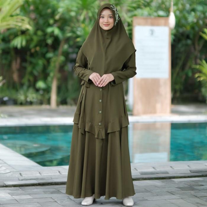 Terbaru Gamis Muslimah Fauz Kauren Set Hijab Premium Queen Zara