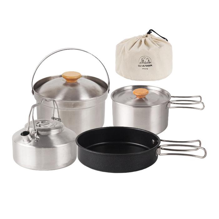 Camping Hiking Cookware Set Portable Picnic Cookware Kit Stainless