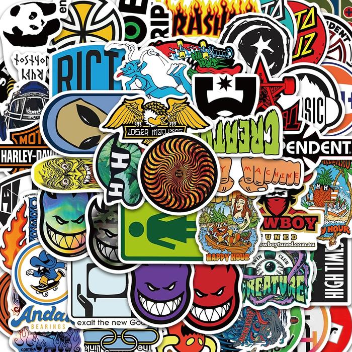 [50PCS]Stiker Lucu Graffiti Brand Stiker Keren Logo Stiker Anti Air- Sticker Aesthetic Buku Journal 