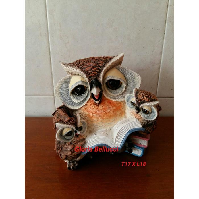 patung pajangan burung hantu miniatur owl anak buku jumbo