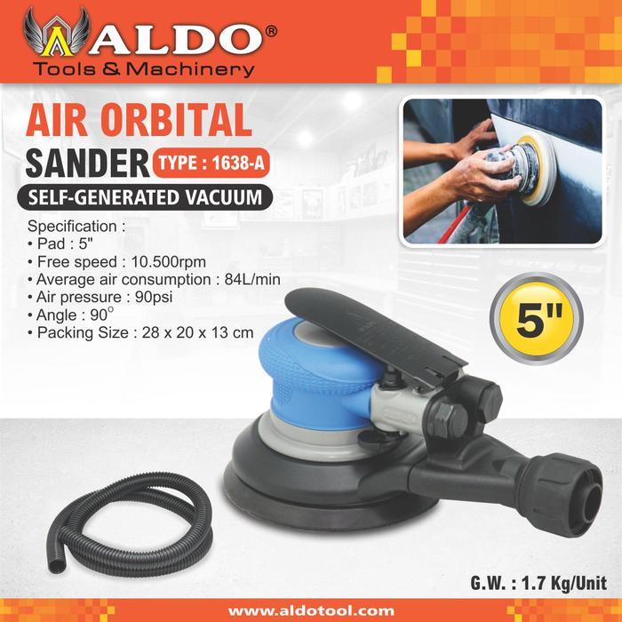 AIR ORBITAL SANDER TYPE : 1638-A / MESIN AMPLAS ANGIN MERK ALDO