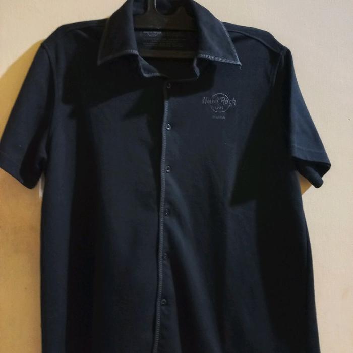 Hard Rock Cafe Kemeja Hitam Pria dengan Logo Embroidery - Baju Formal dan Casual