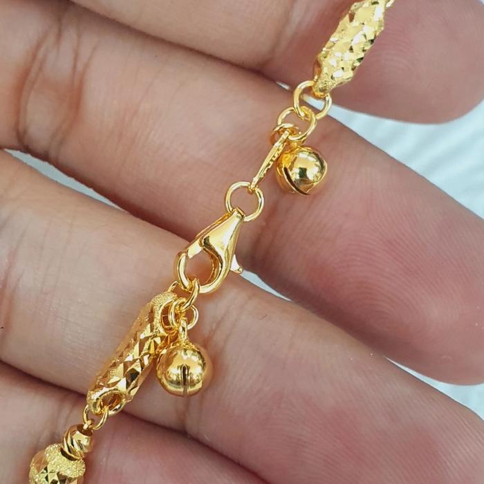 GELANG MEDAN VARIASI CANDY 2 LONCENG VAR 1 EMAS 70 % 700 70% 16K