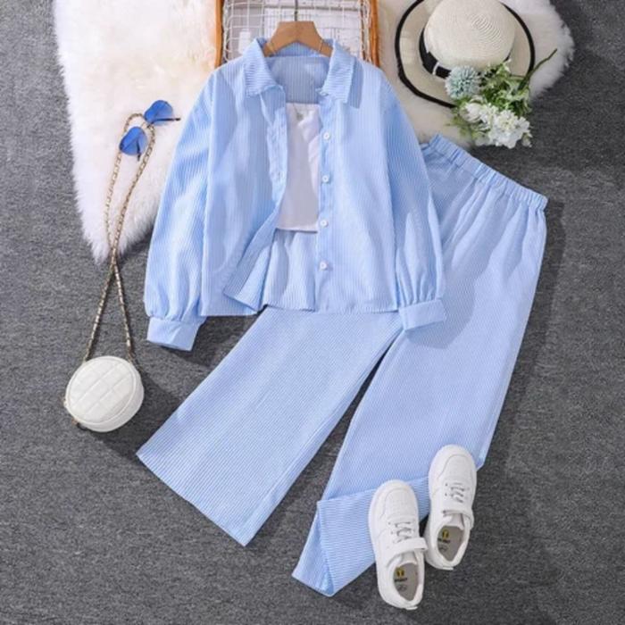 SETELAN ANAK PEREMPUAN 1-12 TAHUN MOTIF SALUR BAJU ANAK CEWEK MODEL KOREAN STYLE BAHAN COTTON SALUR