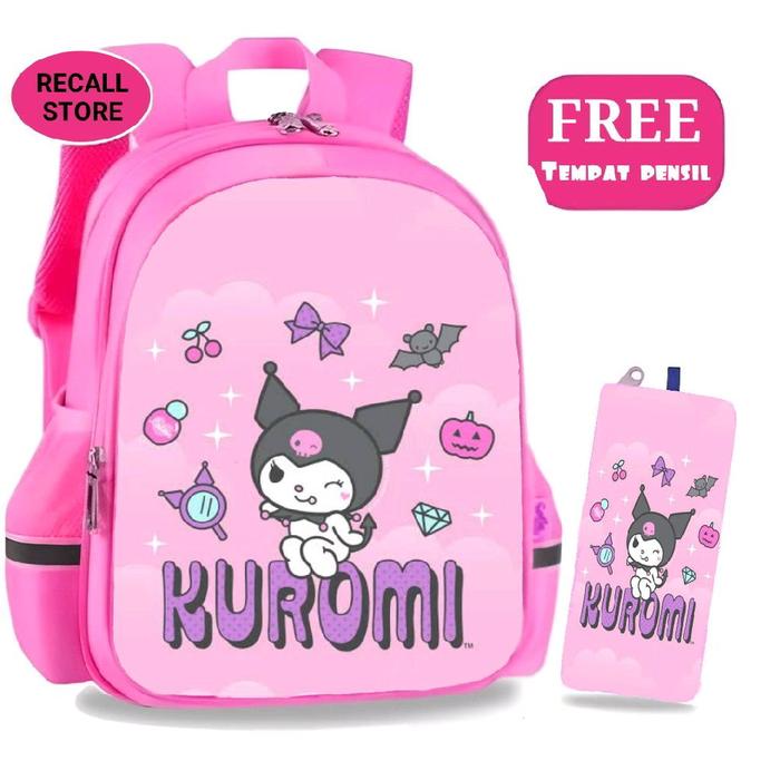 Recall Store Tas Sekolah sd tk paud gambar Kuromi  dengan Tempat Pensil Gratis untuk Anak-anak
