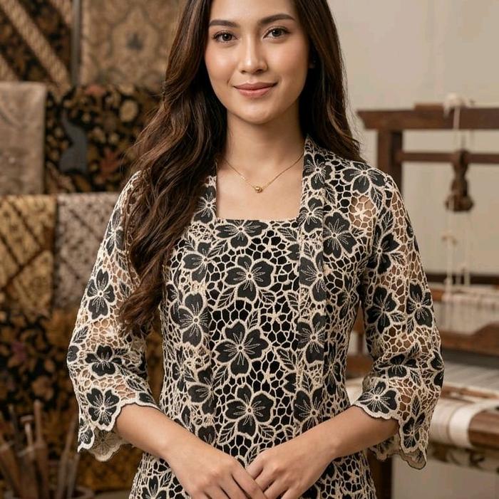 Blus brokat kstun kombinasi