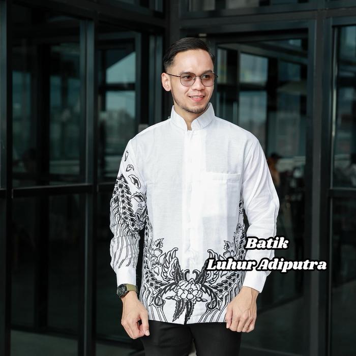 Batik Koko Bahan Dobby Putih Krah shanghae Anak Muda Luhur Adiputra