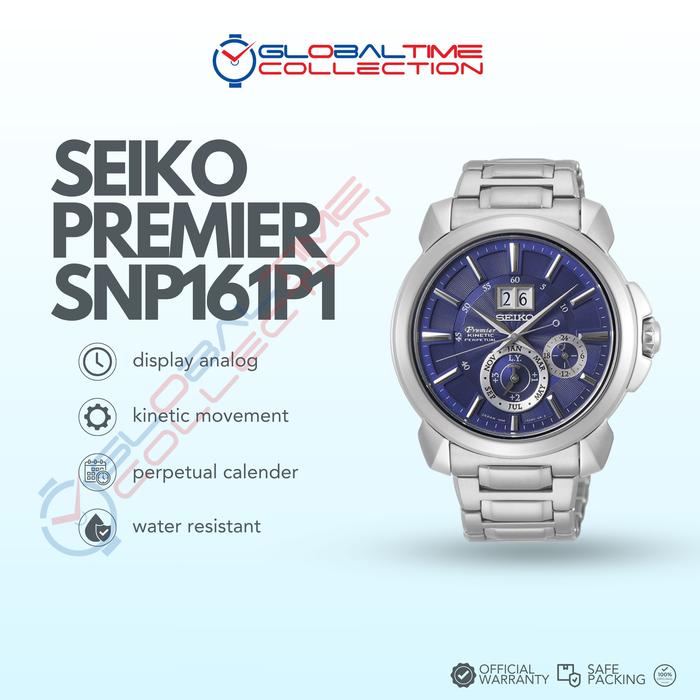 Seiko Premier SNP161P1 Kinetic Perpetual Blue Dial Stainless Steel Strap
